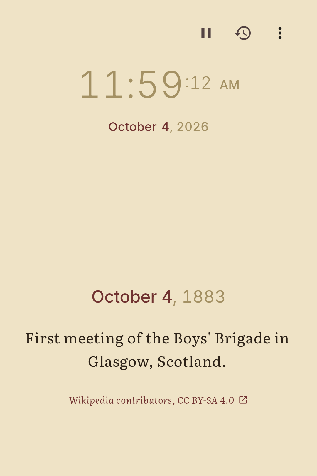 The same screen in Recursivity's warm parchment light theme, showing an On This Day entry